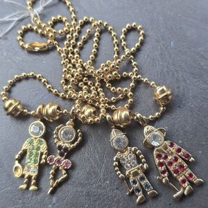 Gold-Tone Charm Necklace with Multicolor Accents